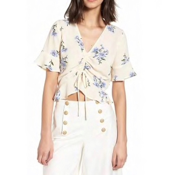 Lydelle Tops - LYDELLE Floral Drawstring Top